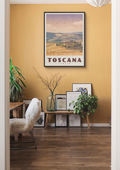 Tuscany, Italy - Vintage Travel Poster