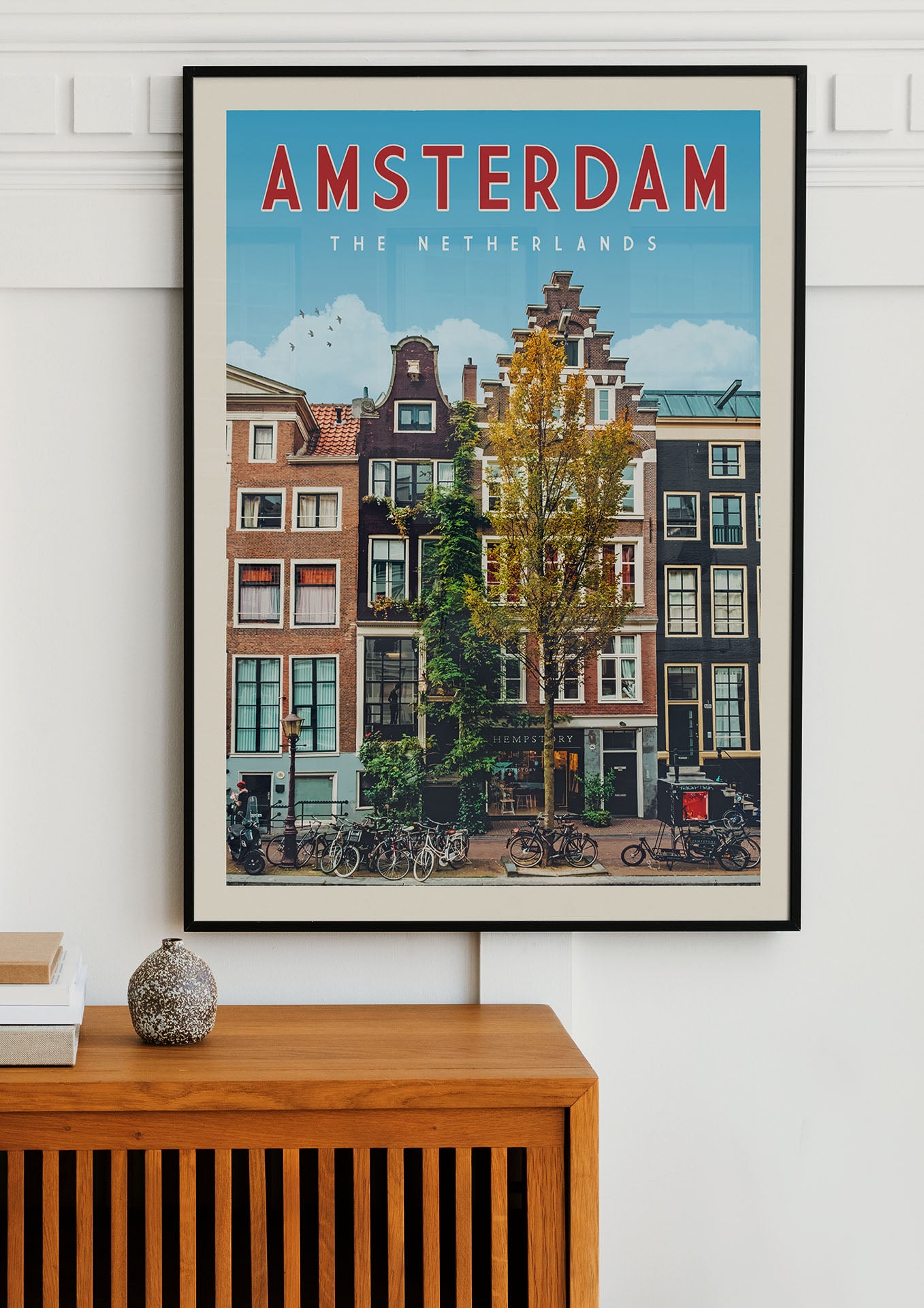 Amsterdam Dutch Holland Netherlands Europe Travel Art Poster – Vintage Advertisement Style