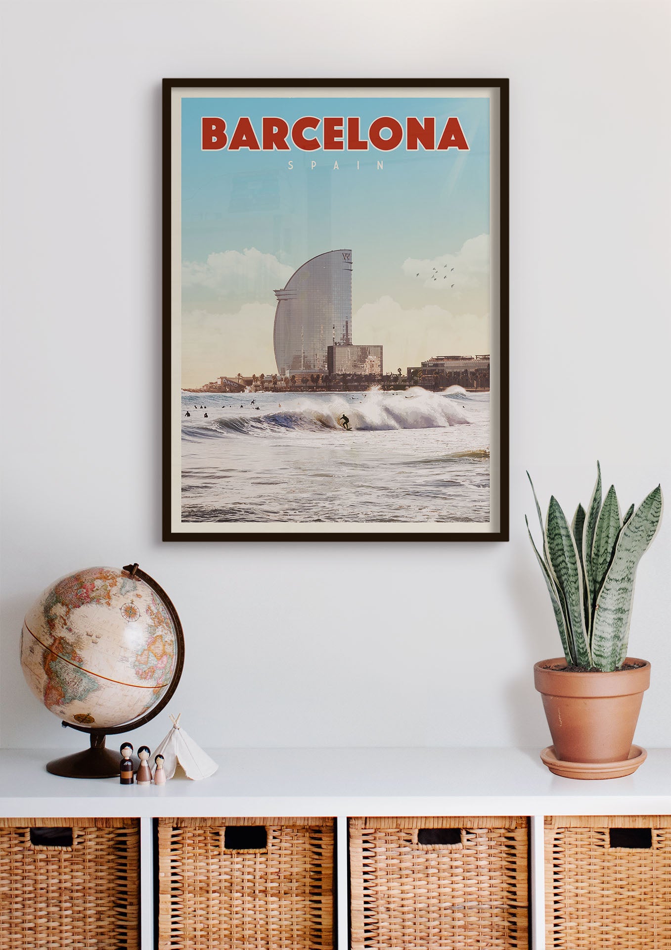 Barcelona, Spain - Vintage Travel Print
