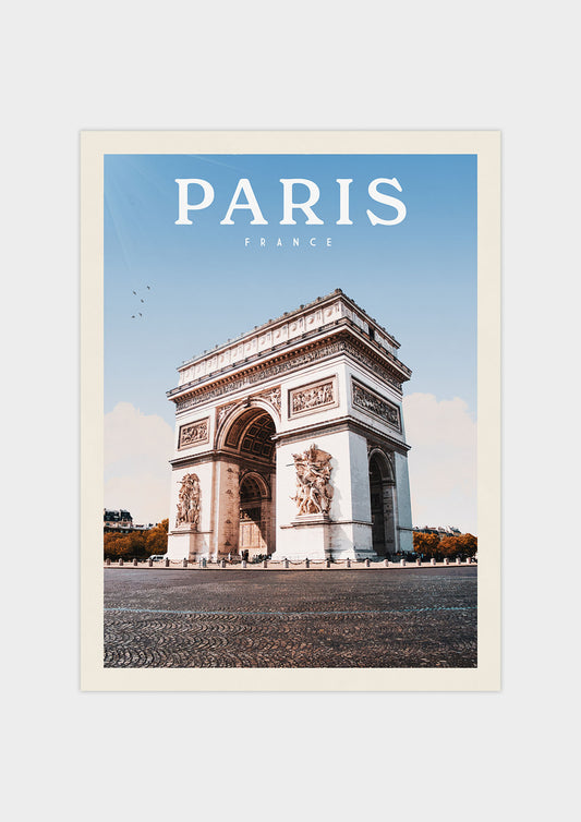 Arc de Triomphe Paris, France - Vintage Travel Print