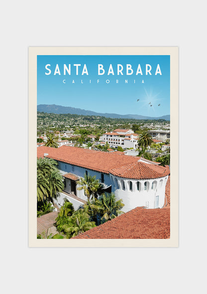 Santa Barbara, California - Vintage Travel Print
