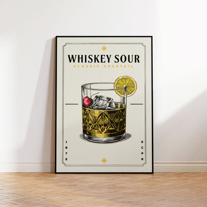 Whiskey Sour - Minimalist Cocktail Poster