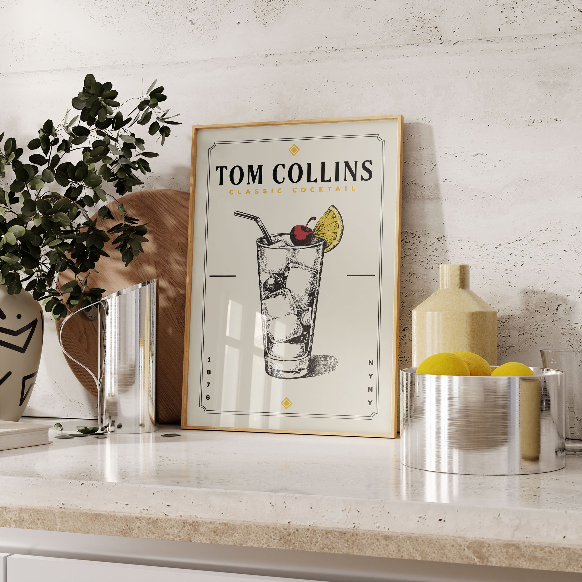 Tom Collins - Minimalist Cocktail Poster