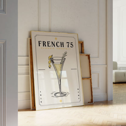 French 75 - Minimalist Cocktail Poster